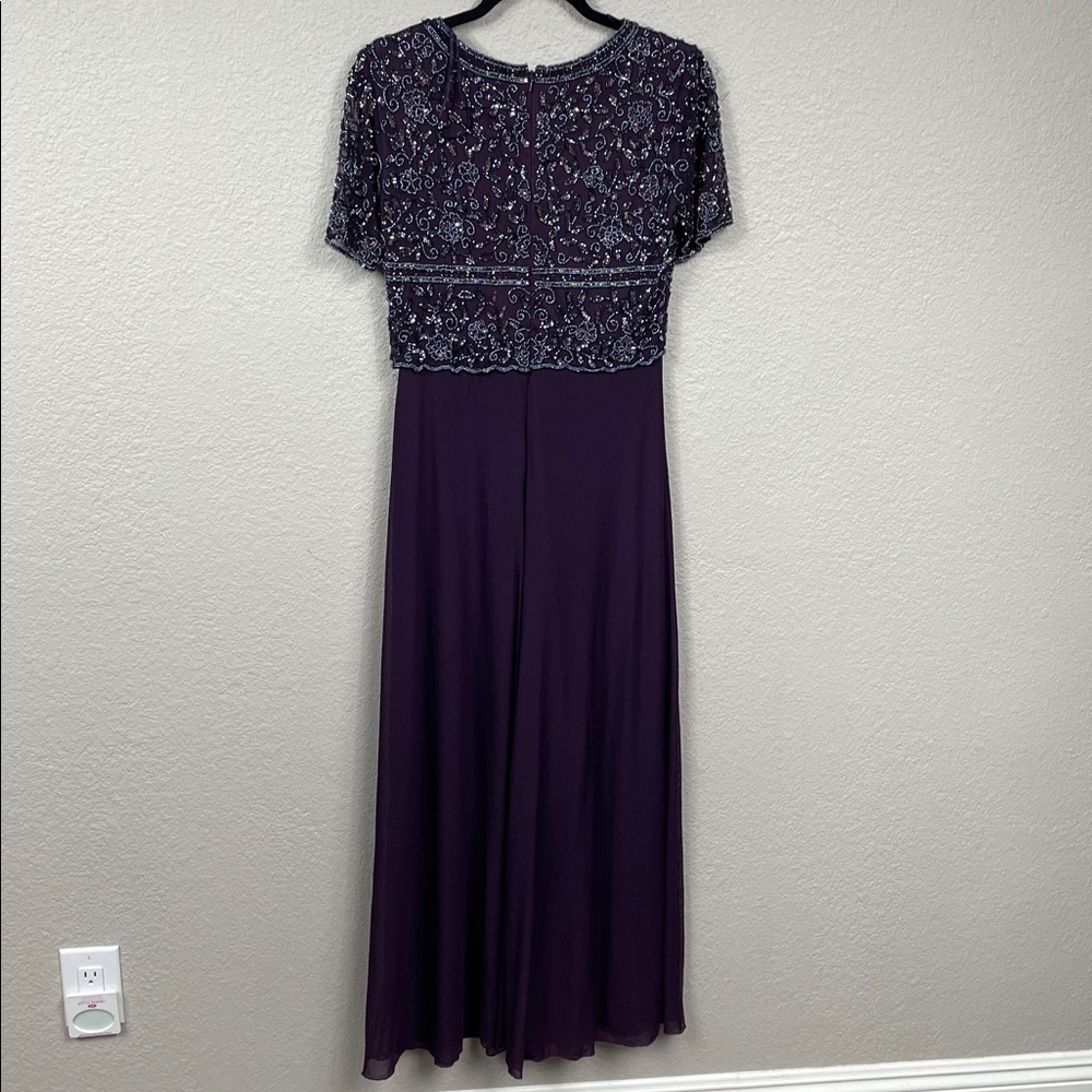 Pisarro Nights Beaded Bodice A Line Gown Maxi Dress Wine Purple Sz 6 - Picture 6 of 13